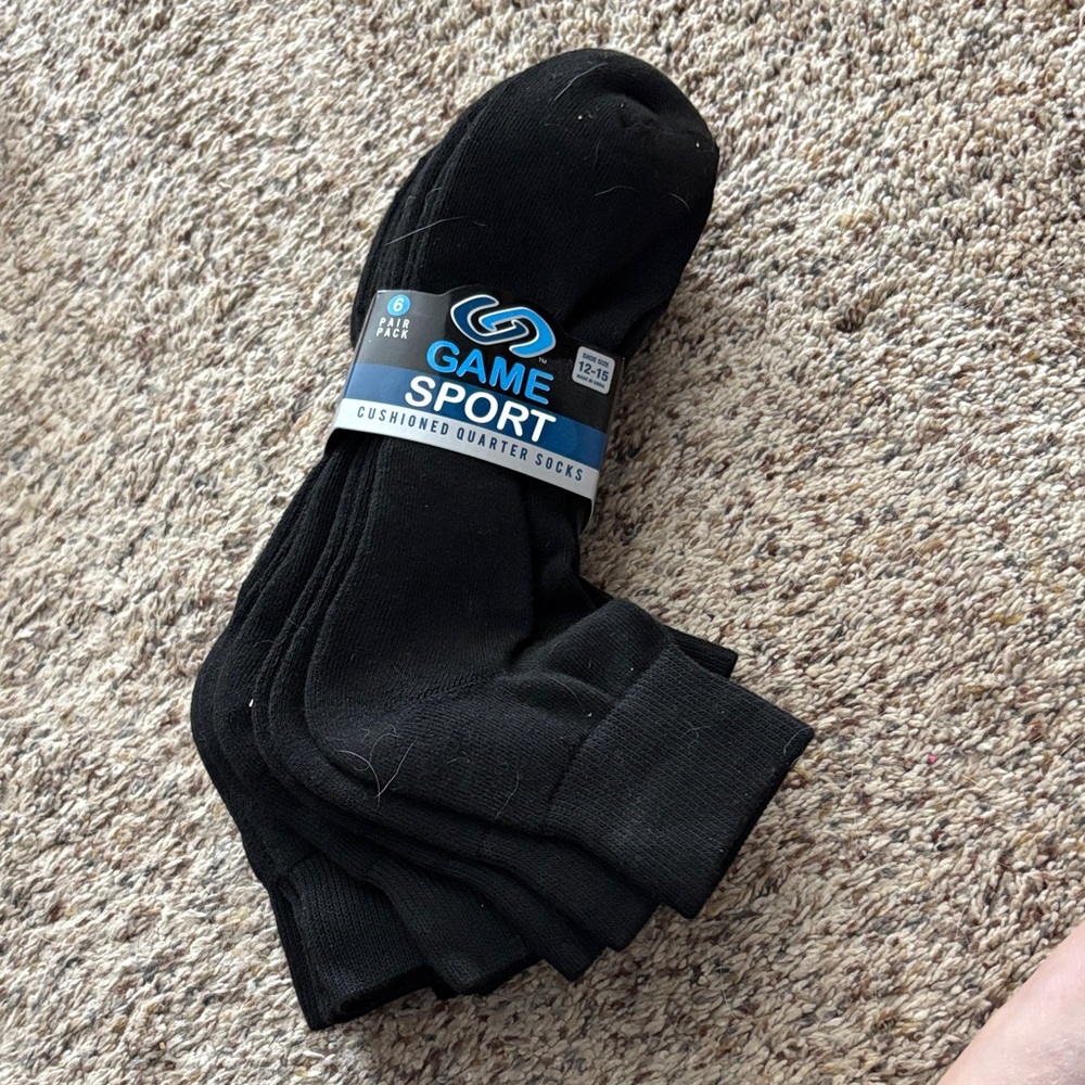 Black Cushioned Quarter Socks